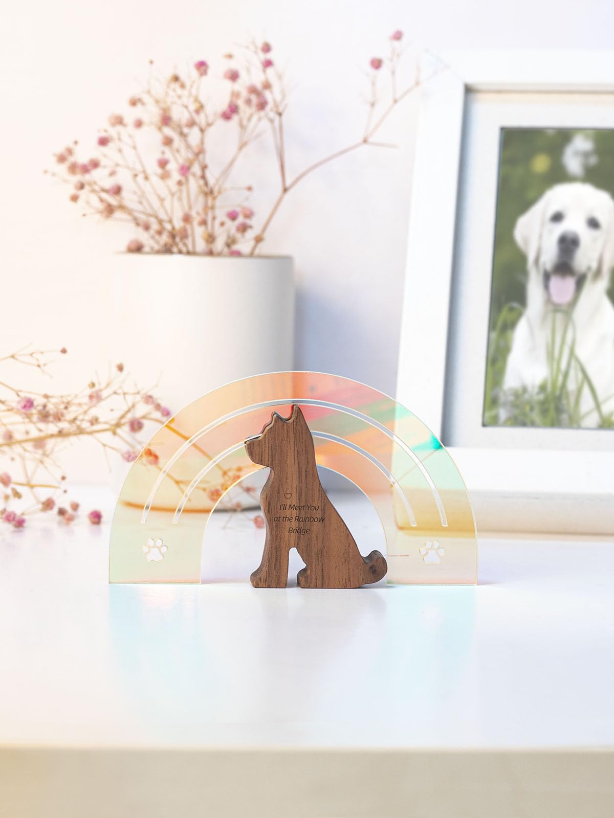 Amazon | 虹の橋で再会を 犬 ペット仏具 虹の橋オブジェ お供え 手元